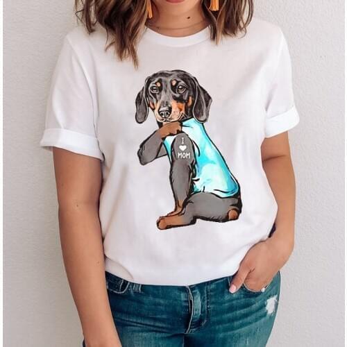 Women Graphic Dog Paw Cartoon Kawaii Spring Autumn Animal 90s Clothes Lady Tees Print Tops Clothing Female Tshirt T-Shirt