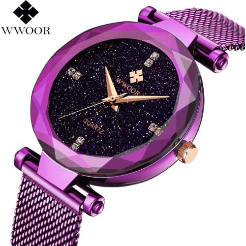 Women Watches 2019 Purple Luxury Brand Diamond Quartz Ladies Wrist Watches waterproof Clock Female Watch relogio feminino 2019