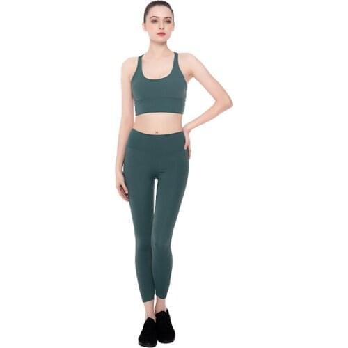 Womens 2 Piece Set Leggings Yoga Sets Sports Bras Woman Gym Clothing Fitness Sportswear Workout Seamless Bandage Bra