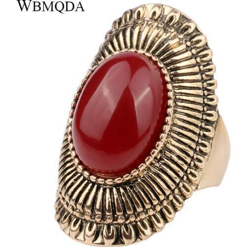 Bohemian Ring Vintage Antique Gold Color Big Statement Rings For Women Fashion Indian Jewelry 2018 Free Shipping
