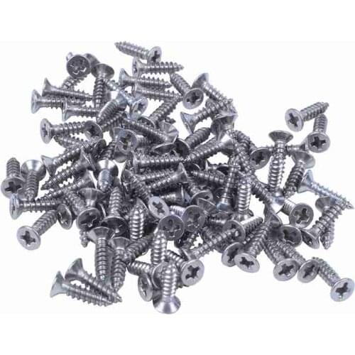 100X Stainless Steel Flat Head Phillips Self-Tapping Screw 12X3mm Silver