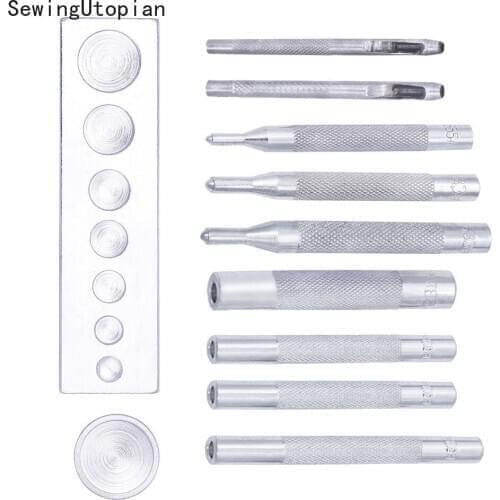 11PCS Metal Leather Craft Tool Die Punch Hole Snap Rivet Button Setter Base Kit DIY Punching and Mounting Rivet Buttons Tools