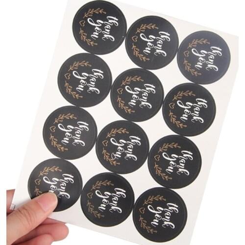 1200pcs/lot Round "Thank you " Black Kraft Paper Seal Sticker packaging label DIY Multifunction Gift Sticker Label Stationery