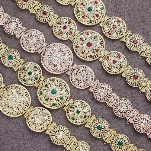 2021 Jul Moroccan Algeria Chic Caftan wedding gold and silver color Metal Luxury belt for Women Belt Chain Adjustable Length