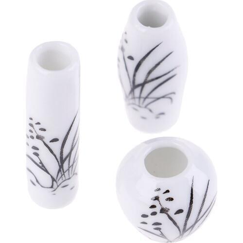 3Pcs 1:12 Doll house Miniatures Ceramic Flower Vase Doll House Home Ornament Vase