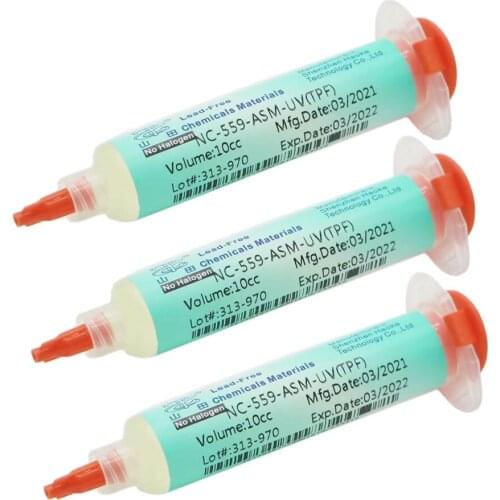 3pcs/lot NC-559-ASM-UV BGA PCB No-Clean Solder Paste Welding Advanced Oil Flux Grease 10cc NC-559 Soldering Repair+3needles