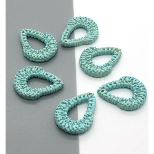 4pcs Bohemian Hollow Waterdrop Earring Charms Plastic Rattan Imitation Raffia Earrings Pendants Diy Accessory Women Jewelry Make