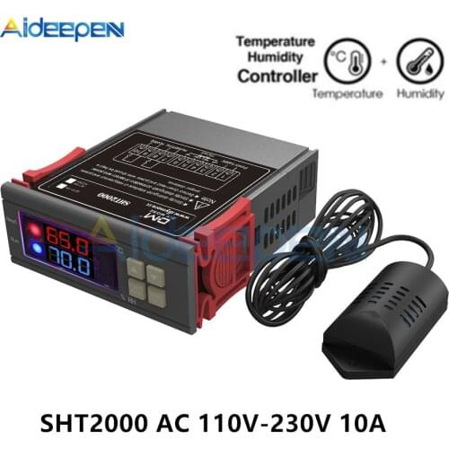 SHT2000 AC 110V 220V Digital Temperature Humidity Controller Home Fridge Thermostat Humidistat Thermometer Hygrometer