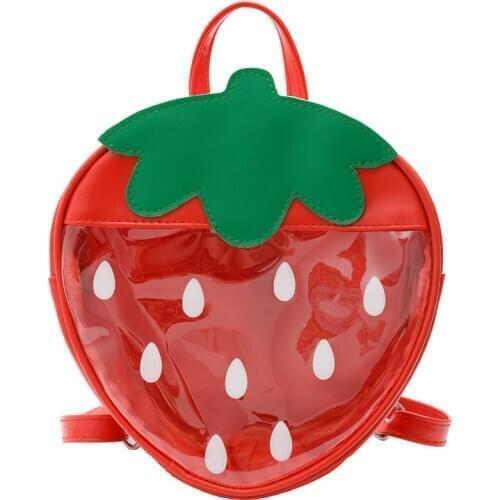 Preschool bags Cute Strawberry Toddler Backpack Transparent Princess Bag for Girls PU Waterproof Kids Bookbag Bags Gifts mochila