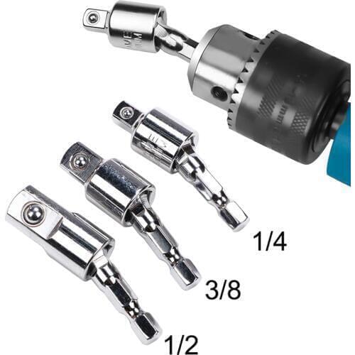 360 Degree 1/4 3/8 1/2 Wind Batch converter Hex Handle Electric Wrench Square Head Sleeve Conversion Tool Hand Connecting Rod