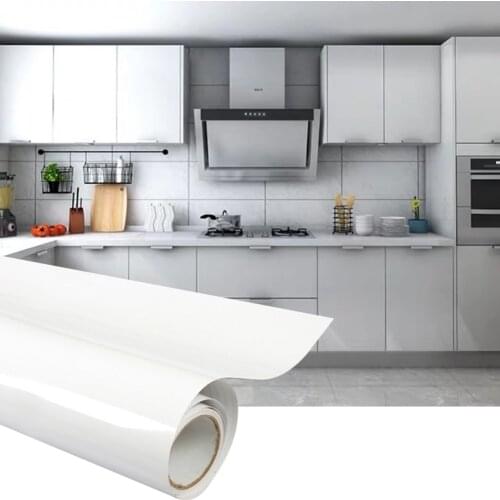 Glossy White DIY Decorative Film Self-adhesive Wallpaper Kitchen Cabinet Furniture Renovation Waterproof Contact Wall Stickers