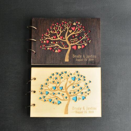 Personalized Wedding Tree Guest Book, Cute Owls Tree Rustic Wedding Guestbook Wedding Well Wishes Guest Book