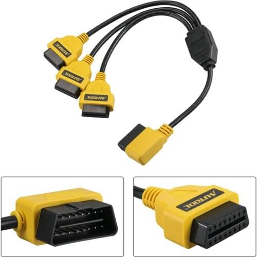 AUTOOL OBD2 Cable 1 to 3 Converter Adapter 50cm OBD2 splitter Y Cable J1962M to 3-J1962F splitter OBD2 Extension Cable