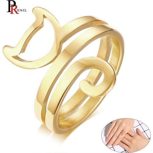 Lovely Fox Shaped Rings for Women Gifts Gold Tone Stainless Steel Girl anillo femenino Jewelry