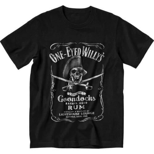 The Goonies One Eyed Willys Rum T Shirt Men Soft Cotton Tshirt Leisure Tee Tops Short Sleeved Comedy Film Skull Pirate T-shirt