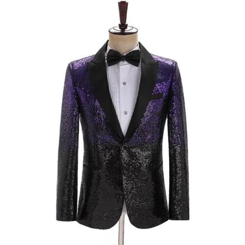 Men Sequin Blazers Peak Lapel Party Prom Banquet Fashion Suit Jacket Stages Show Dress Costume Singer Host Dancer Nightclub Bar