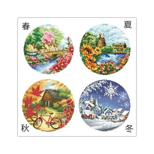 11CT/14CT/18CT/25CT/28CT night snowing patterns Counted Cross Stitch DIY Cross Stitch Kits Embroidery Needlework Sets