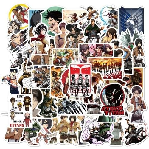 50PCS Anime Attack on Titan Stickers DIY Car Bike Travel Luggage Phone Guitar Laptop Waterproof Cartoon Graffiti Sticker Decals
