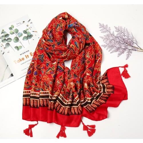 Desigual Spain Ethnic Cotton Hijab Scarf Women Muslim Long Shawls Print Floral Scarf Bohemia Pareo Beach Sarong Womens Bandana