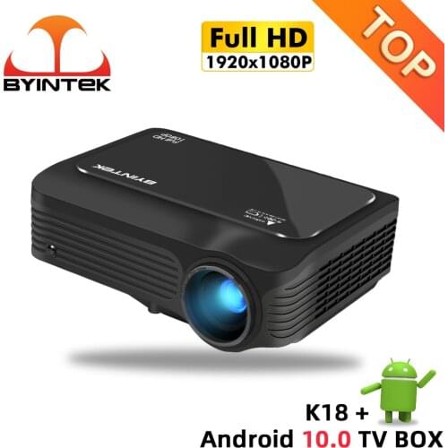 BYINTEK K18 Portable 1920x1080 Full HD 1080P Mini LCD LED Home Theater 3D Projector(Optional Android 10 TV BOX for Smartphone)