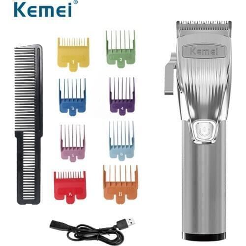 Kemei Professional Hair Clipper Beard Trimmer For Men Barber Powerful Cordless Pro T-outliner Baldhead Clippers Hair Cutting