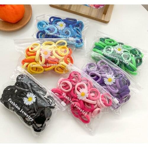 50 Pcs/Bag Simple Durable Scrunchie Girls Kids Children Elastic Hair Rubber Band Accessories Tie Hair Ring Rope Holder Headdress