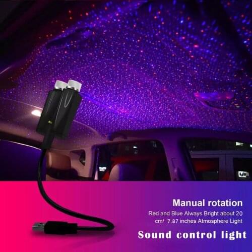 Romantic LED Car Roof Star Night Light Projector Atmosphere Galaxy Lamp Decorative Lamp Voice Control Car Interior Decor Light