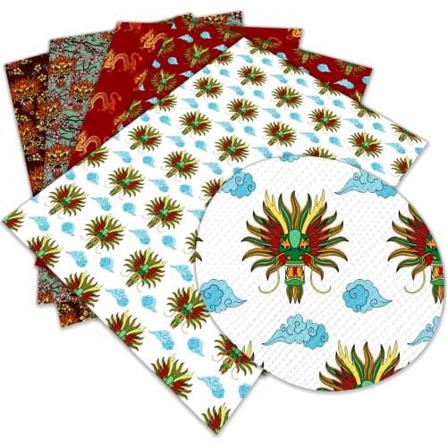 Animal Faux Leather Printed Dragon Cartoon Cross Pattern 30 X 136cm Rolls for Hair Bows DIY Bag Earrings Materials