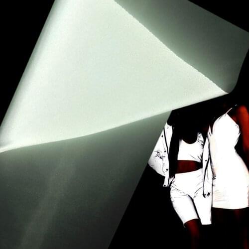 50cm*140cm Silver Elastic Reflective Fabric Luminous Glow In Dark Fabric Irredescence Cloth for DIY Sewing Clothing