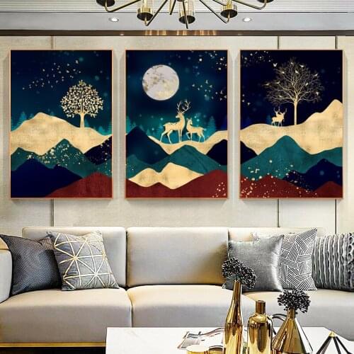 Nordic Poster Abstract Deer Canvas Art Print Modern Wall Painting Decoration Pictures for living Room Scandinavian Home Decor