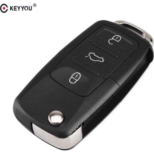KEYYOU 3 Buttons Folding Flip Remote Key Shell Car Key Case For VW Volkswagen Bora Passat Golf Polo Jetta Sharan Touran No Blade