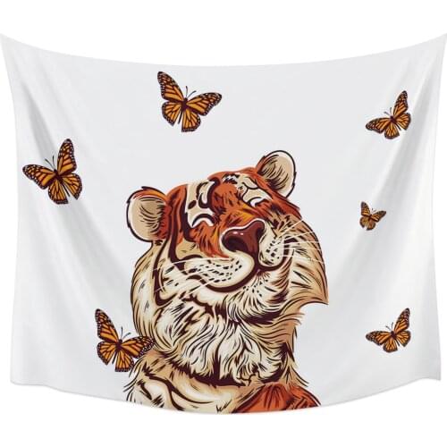 Funny Cute Tiger Butterfly Tapestry Wall Hanging Home Wall Decor Blanket Bedroom Tapestry Yoga Mat