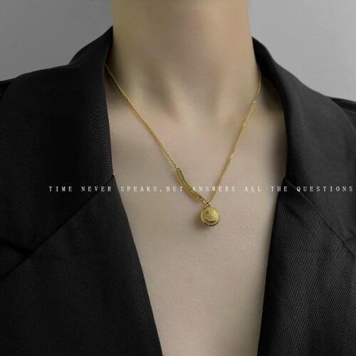Hundreds of Niche Letters Smiley Face Titanium Steel Necklace Female Cold Talk Wind Collarbone Chain Minimalist Jewelry