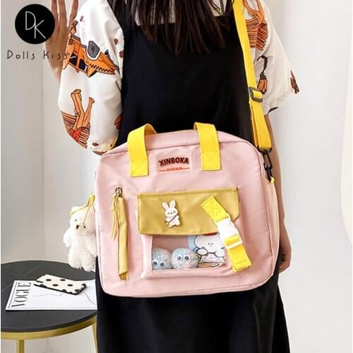 Ladies Kawaii Ita Bag Women Contrast Color Design Crossbody Bag Girls Japanese JK Shoulder Bag Student College Style School Bag