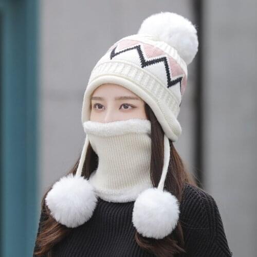 Womens Autumn Winter Fashion Vintage Thicken Keep Warm Luxury Cotton Hat and Scarf 2 Piece Set Casual Cute Outdoor 2020 New