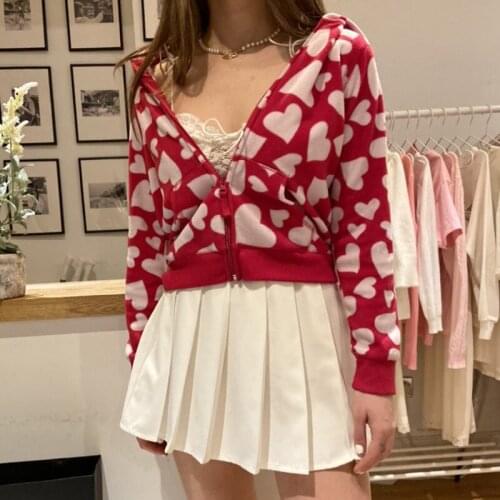 Y2k Zip-up Hoodie 2021 women Hip Hop Streetwear Love Print sweatshirt Autumn Harajuku punk grunge gothic clothes E-girl Outwear