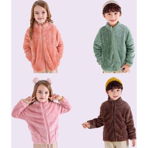 Girls Winter Jackets Lambs Wool thick Coats Kids Warm Jackets Fleece Children Outerwear Girls Boy Loose Coats Baby Overcoat