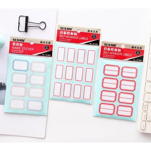 1pack/lot Self-adhesive Paper Sticker Blank Name Sticker Labels Memo Stickers Set Stationery Reminder Bookmark Seal Label