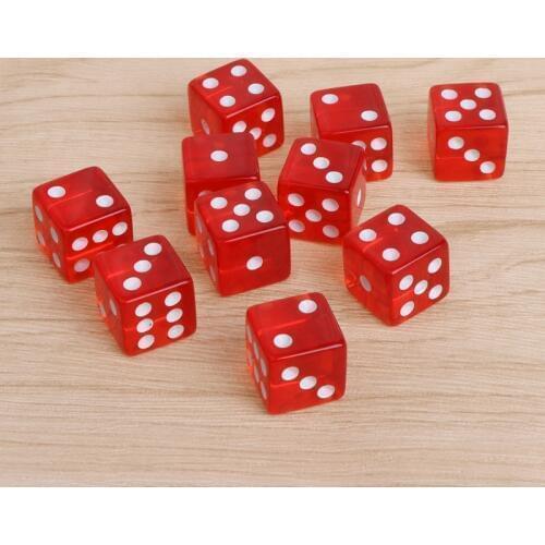 15mm Six Sided Transparent Dice Cube Round Corner Digital Dice Portable Table Playing Games 10pcs/set