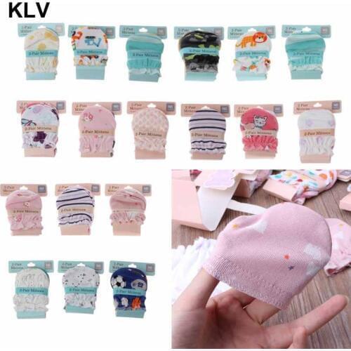 2Pairs Fashion Baby Anti Scratching Gloves Newborn Protection Face Cotton Scratch Mittens