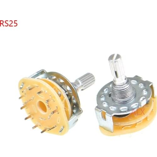 2PCS RS25 6mm Knurl Shaft Panel Mount 1P11T 2P4T 2P5T 2P6T 3P3T 3P4T 4P3T Rotary Band Switch Selector
