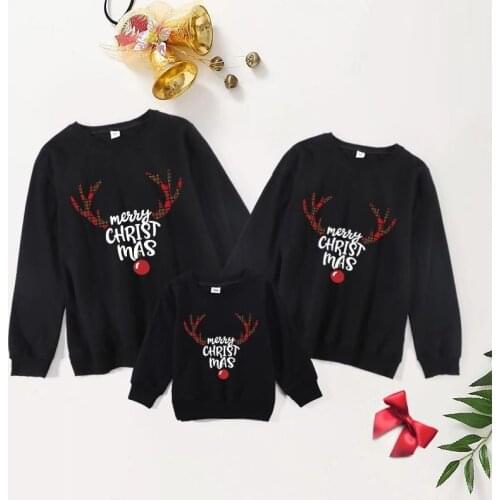 2021 Christmas Sweaters Deer Family Matching Sweatshirts Mom Baby Mommy and Me Clothes Mother Daughter Father Sons Cotton Tops