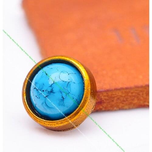 30pc 10mm Lake Blue Turquoise Beads Metal Rivet Stud Spot Fastener Concho Rivetback For Leathercraft Accessories Belt Decor