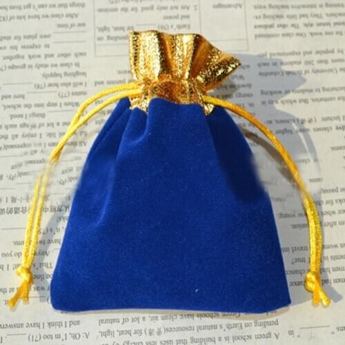 7*9cm 50pcs Phnom Penh Royal Blue Jewelry Velvet Bags For Packing Gifts Handmade Women Jewellery Pouches Flannel Bag Drawstring