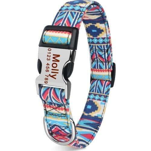 AiruiDog Adjustable Personalised Dog Collar Pet Custom Engraved NameTag ID Collars S M L