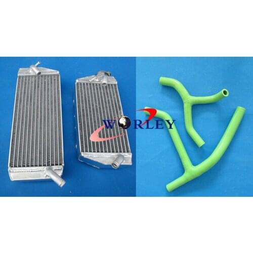 Aluminum radiator & silicone GREEN hose for Kawasaki KX 450 F KX450F KXF450 2006 2007 2008