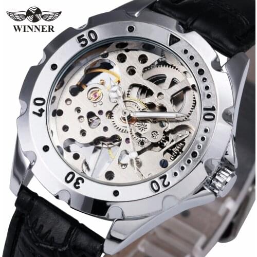 WINNER Automatic Watch for Women Luxury Ladies Watches 2020 Casual Wristwatch Top Brand Leather Strap Skeleton часы женские Gift