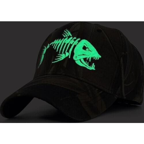 Luminous Embroidery Fish Fishing Men Baseball Cap Camouflage Hunting Mens Caps Outdoor Sports Sun Hat Casual Bone Casquette