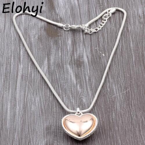 ELOYHI New Arrive Double Color Plated Heart Women Men Punk Choker Necklace Snake Chain For Trendy Neckalce&Pendants Collior Gift