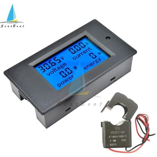 AC Digital Multi-function Meter AC 80-260V 0-100A Voltmeter Ammeter Energy Meter Wattmeter Electric Meter Split CT